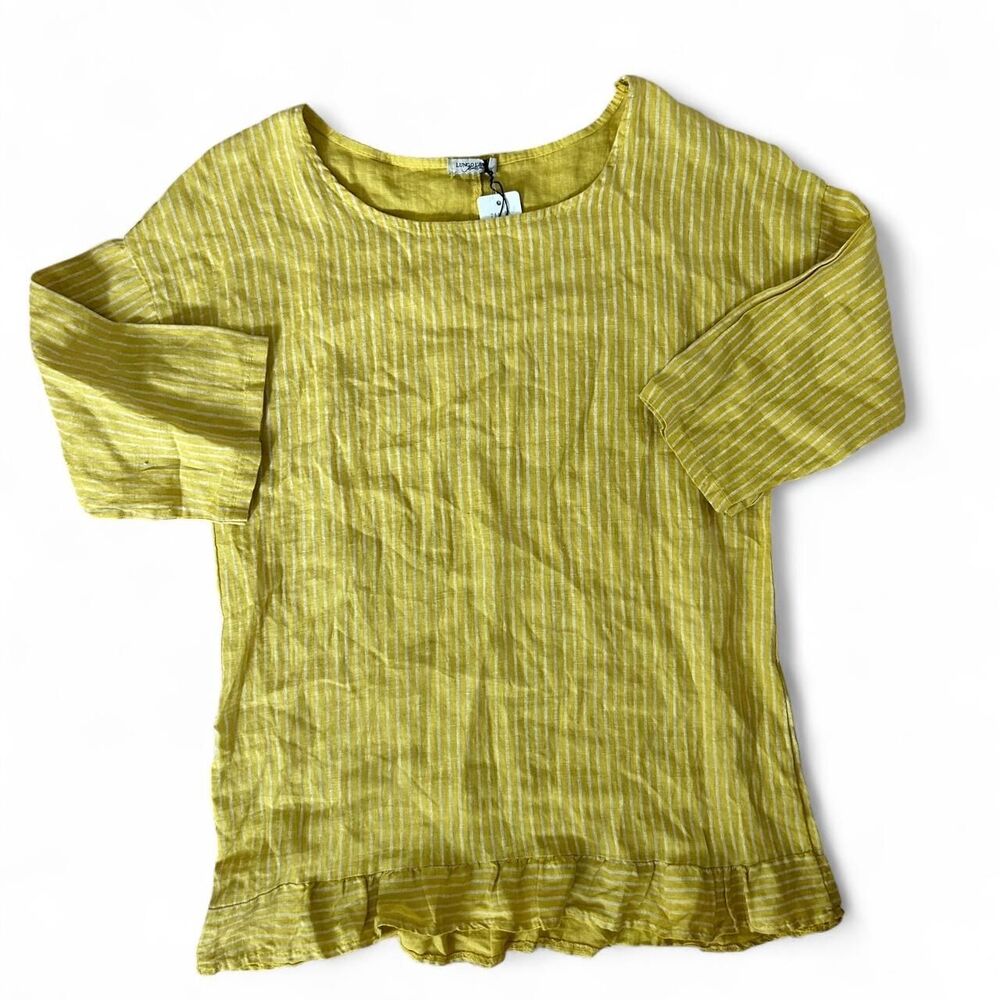 NWT Lungo L'arno Women's Yellow Linen Blouse